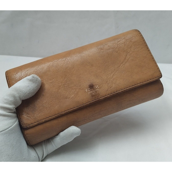 Fossil Brown Leather Credit Card ID Window Trifold Wallet - Picture 3 of 16